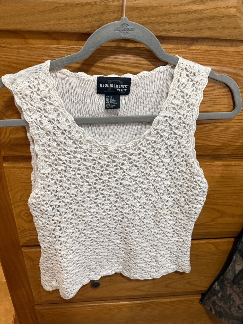 Requirements Petite Cream Crochet Tank Top